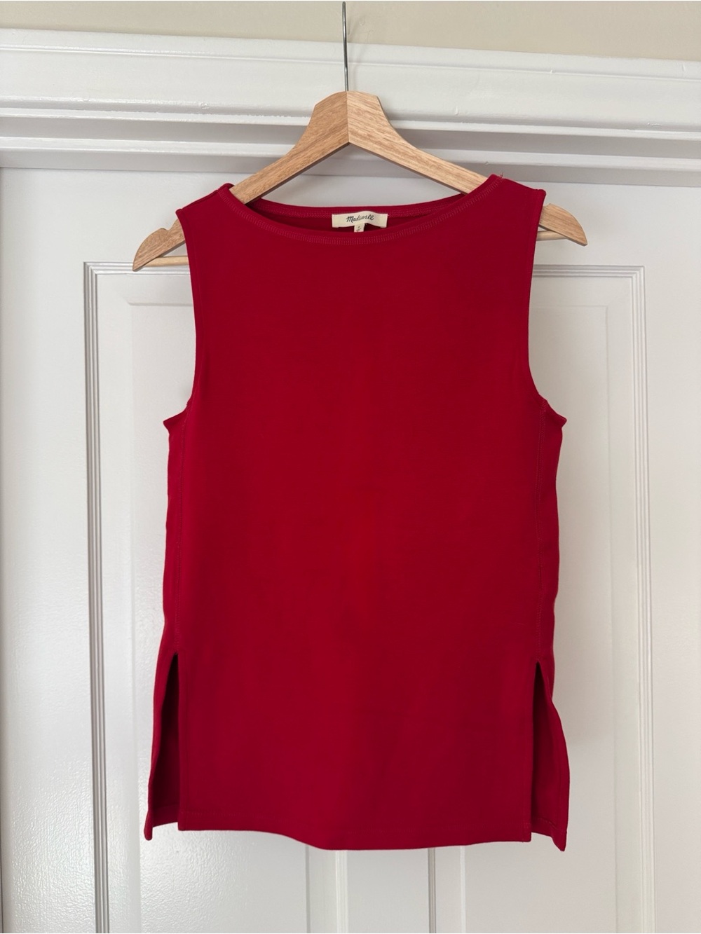 Madewell Red Sleeveless Tank with Side Slits